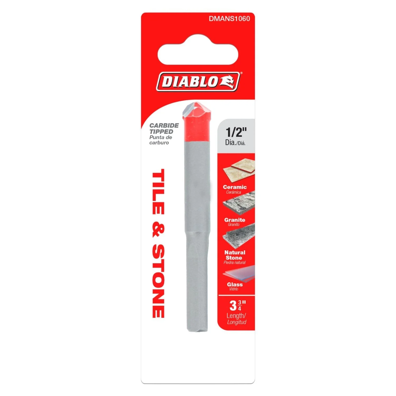 Diablo DMANS1060 1/2 Inch Tile & Stone Carbide Tipped Drill Bit