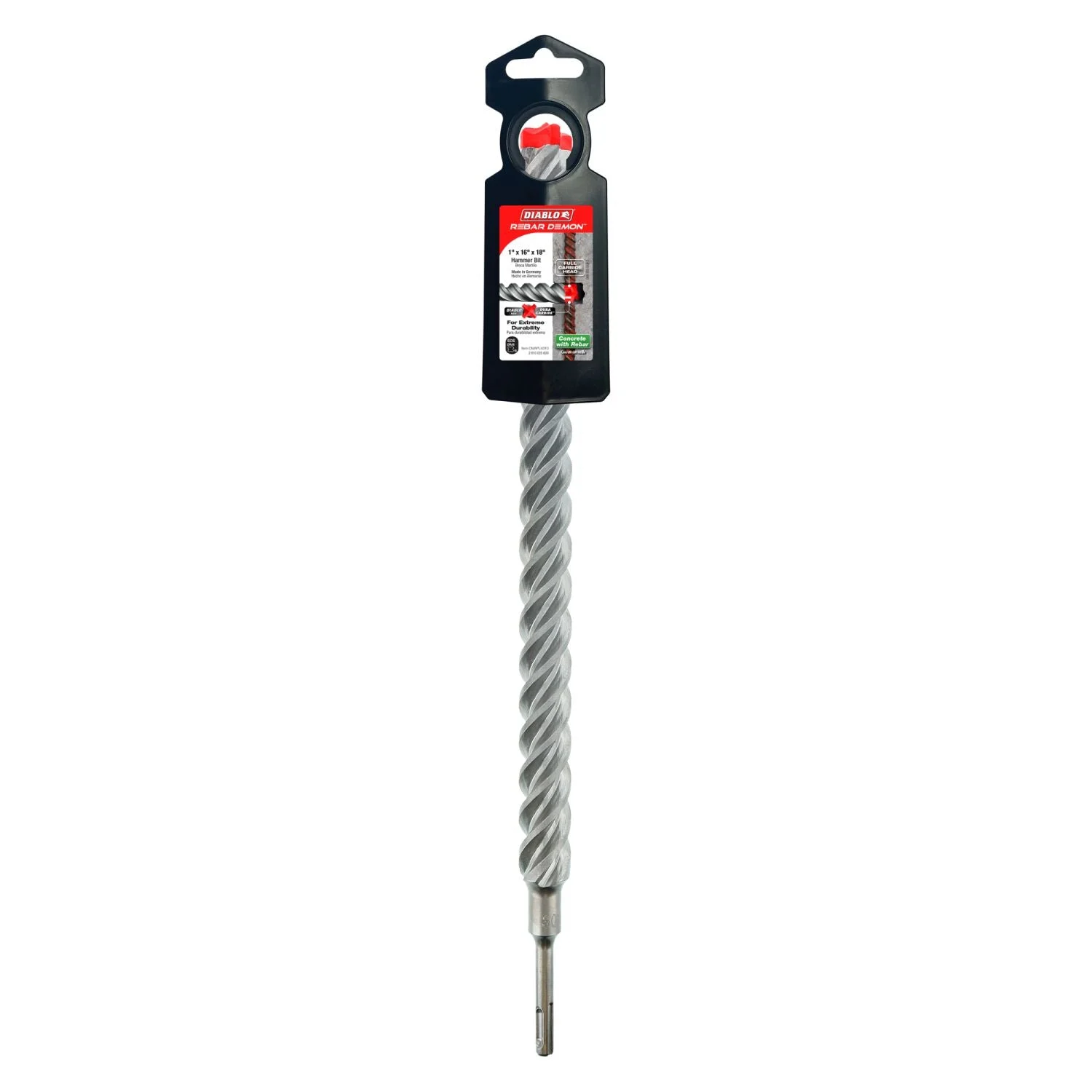 Diablo DMAPL4310 1 Inch x 16 Inch x 18 Inch Rebar Demon SDS-Plus 4-Cutter Full Carbide Head Hammer Drill Bit