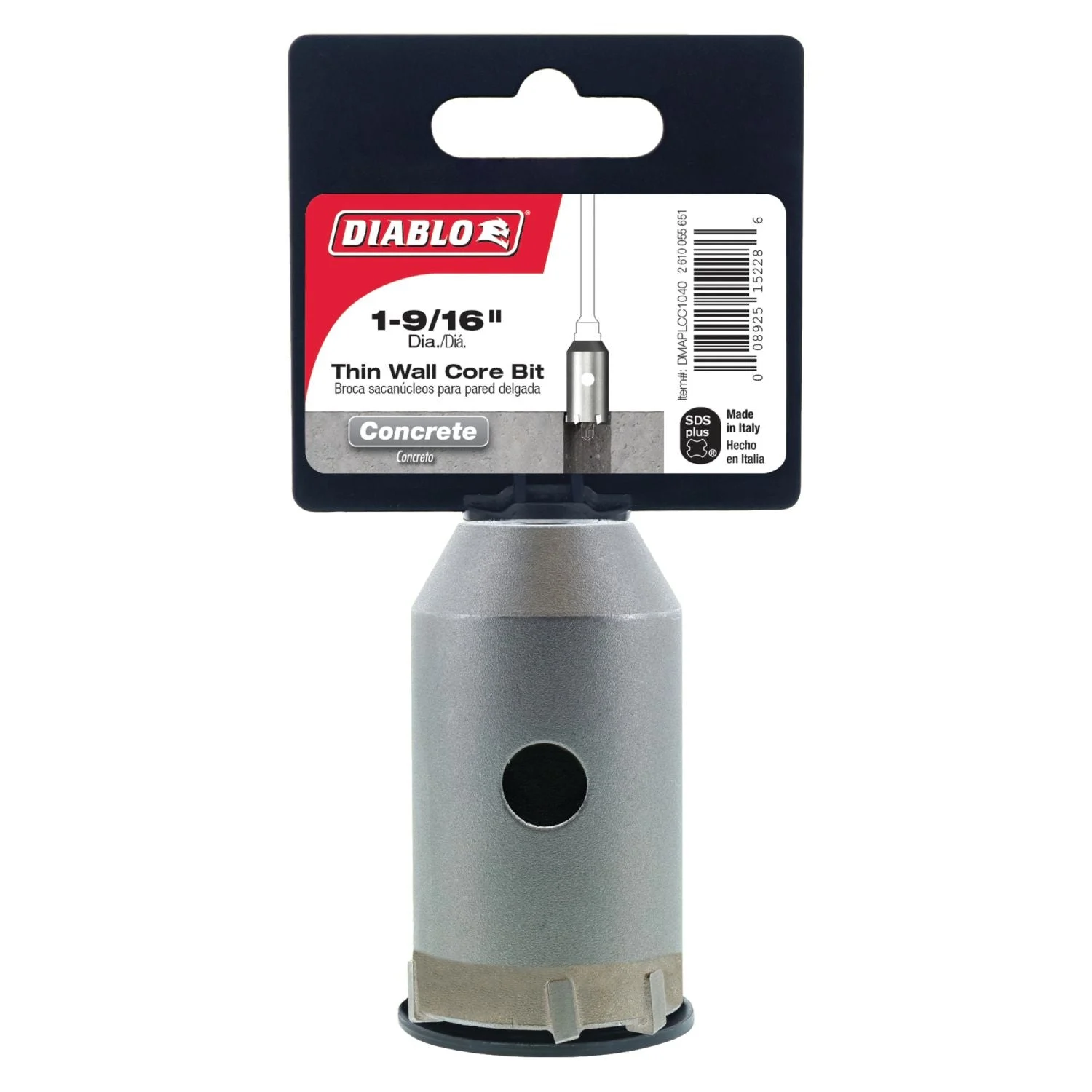 Diablo DMAPLCC1040 1-9/16 Inch SDS-Plus Thin Wall Carbide Tipped Core Bit