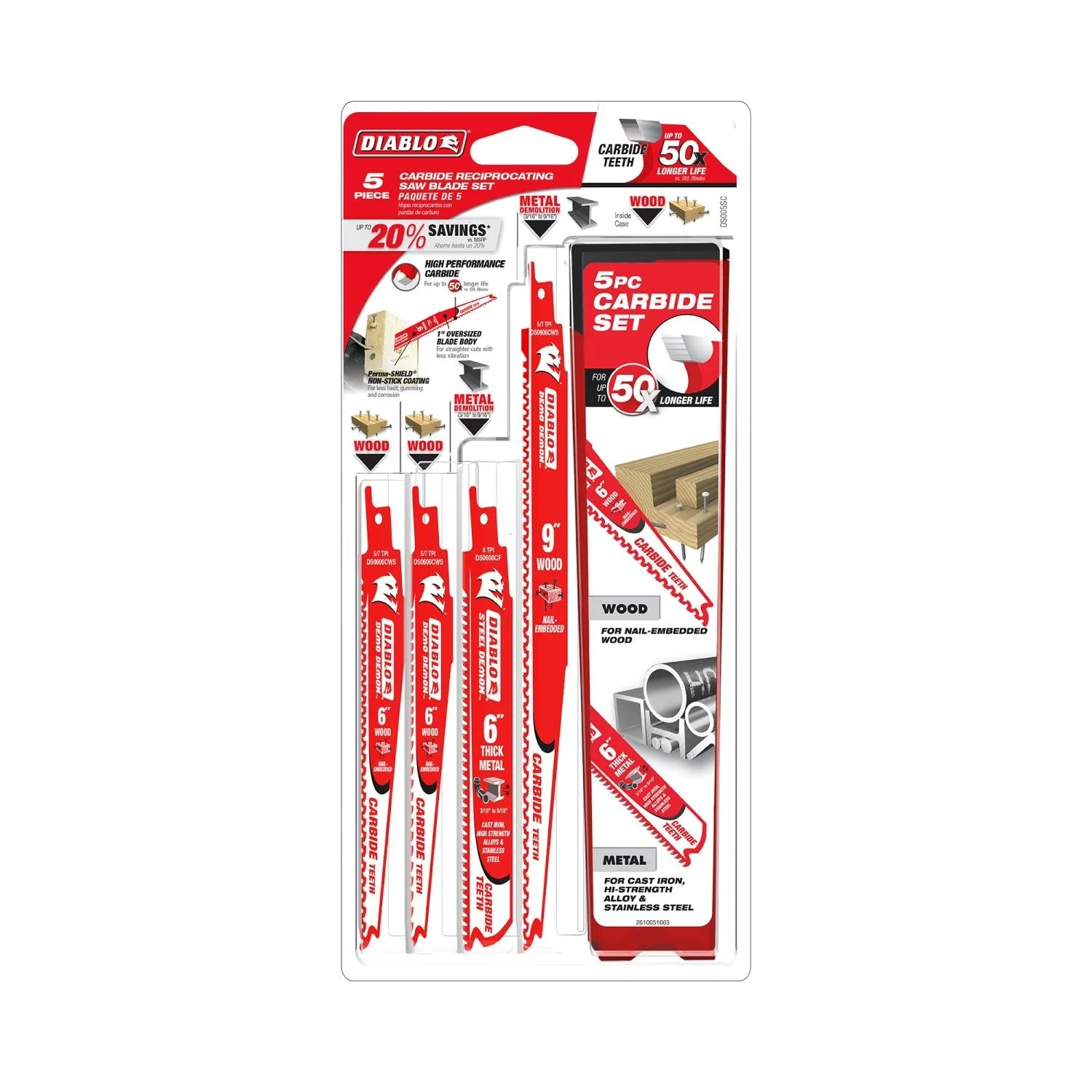 Diablo DS005SC Carbide Recip 5-Piece Set