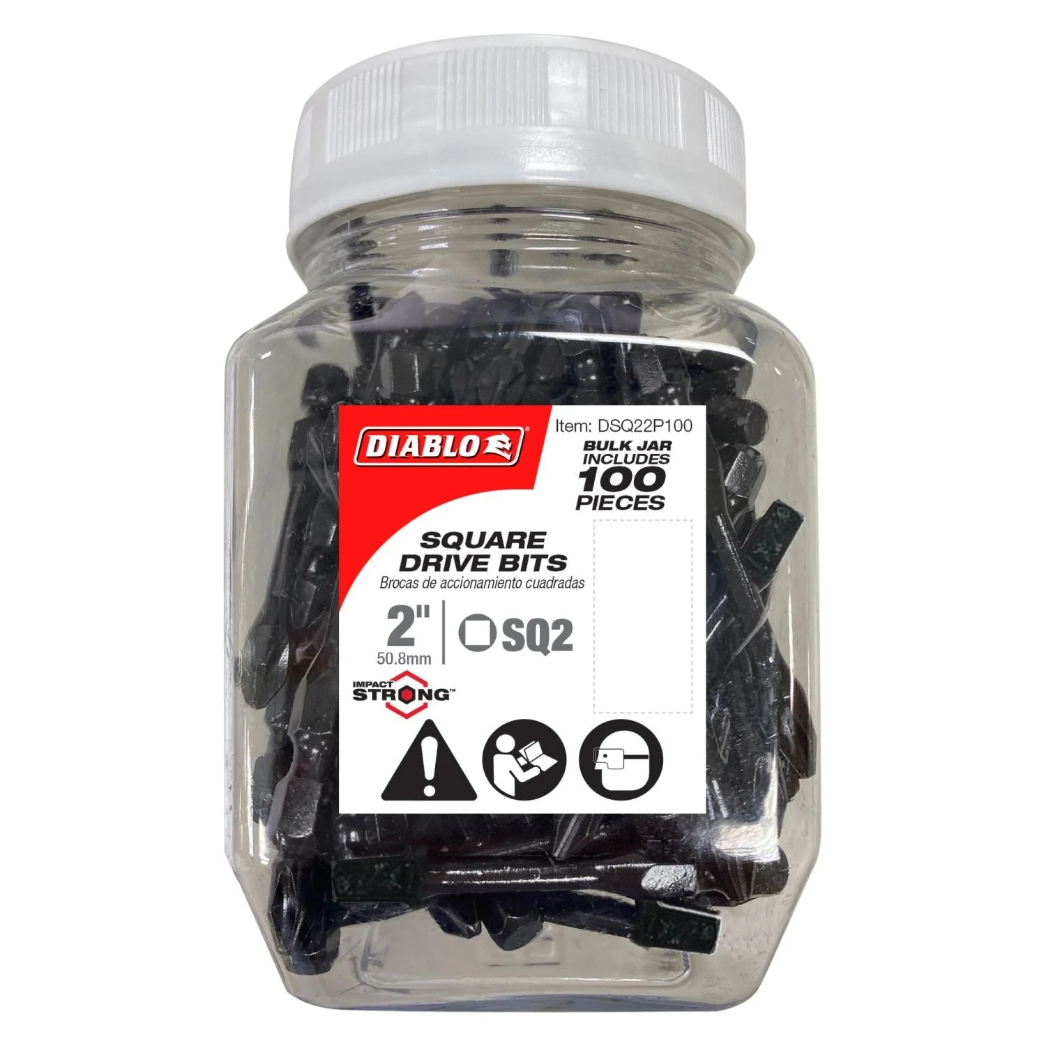Diablo DSQ22P100 2 Inch #2 Square Drive Bits , 100-Pack