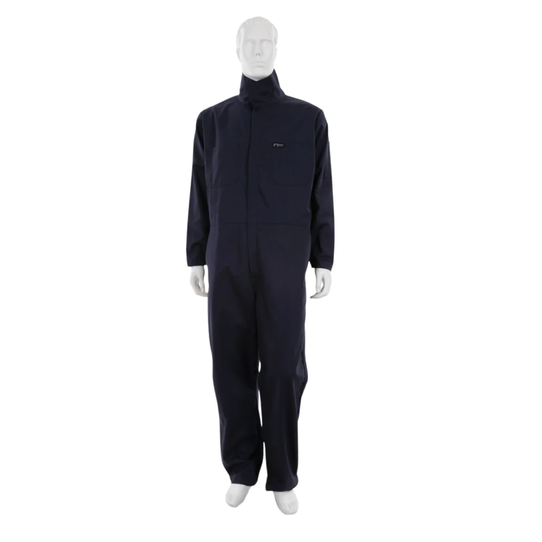 FR Gear Flame Resistant (FR) Coveralls Navy Blue 100% Cotton Material Long Sleeve Contractor Coverall L