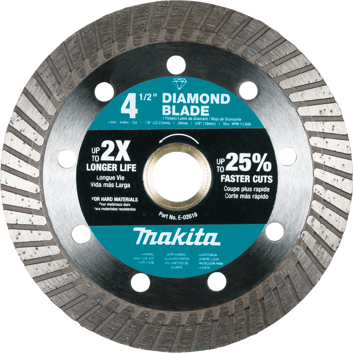MAKITA 4‑1/2" Diamond Blade, Turbo, Hard Material