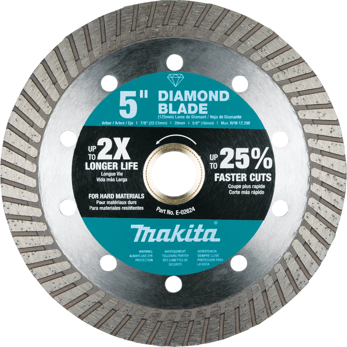 MAKITA 5" Diamond Blade, Turbo, Hard Material