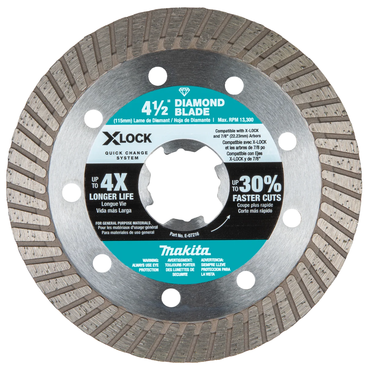 MAKITA X‑LOCK 4‑1/2" Turbo Rim Diamond Blade For Masonry Cutting