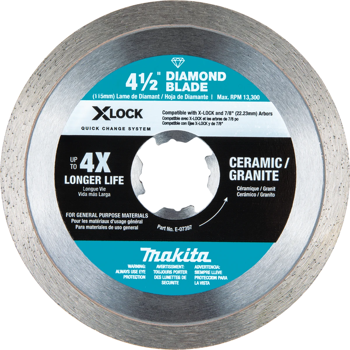 MAKITA X‑LOCK 4‑1/2" Continuous Rim Diamond Blade For Ceramic & Granite Cutting