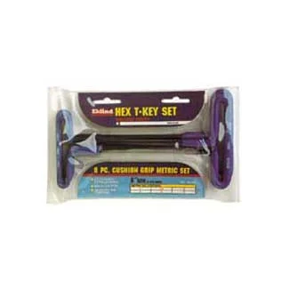 8 Piece 9 in Cushion Grip Metric T-Handle Hex Key Set 2-10mm