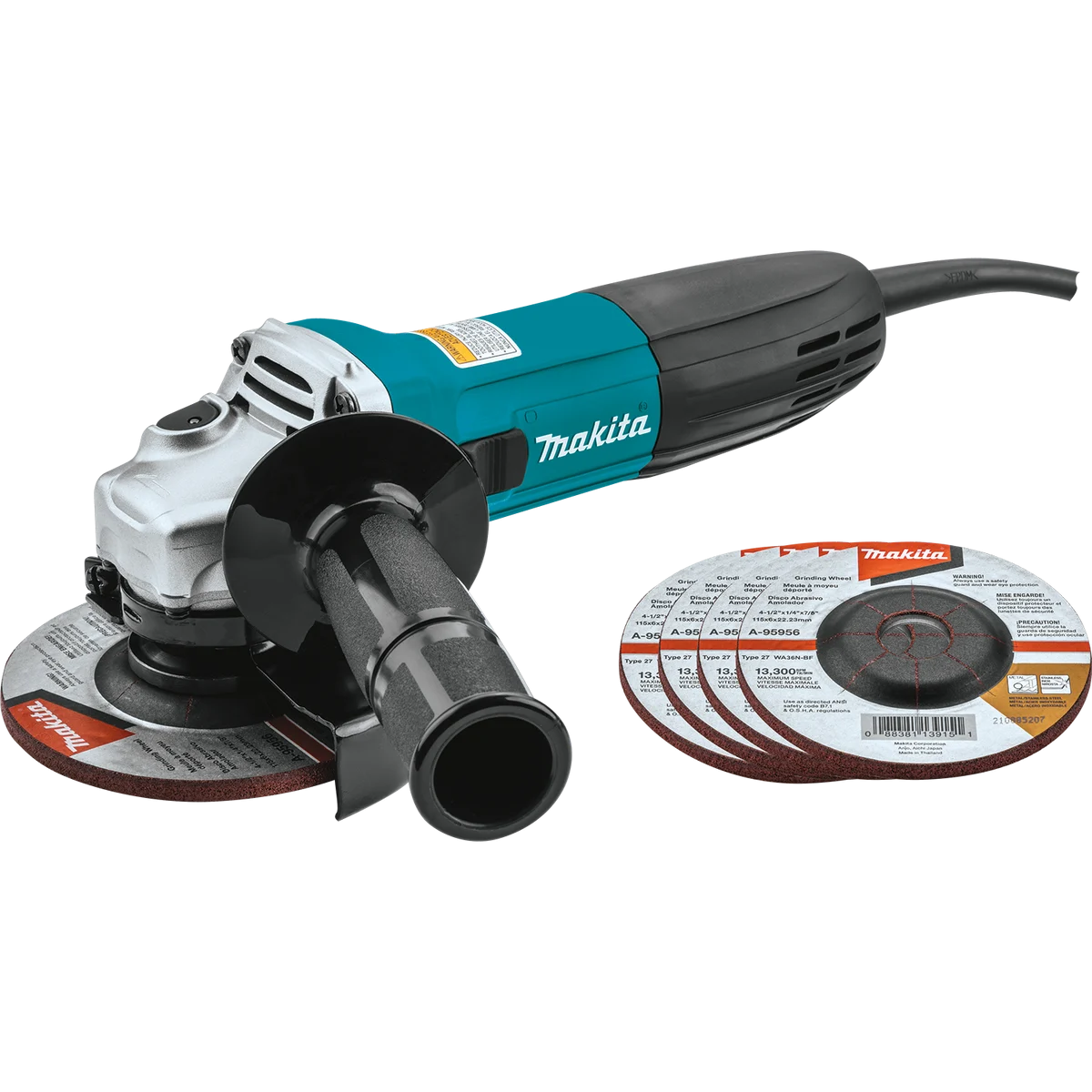 MAKITA 4‑1/2" Angle Grinder, w/ 5 Wheels