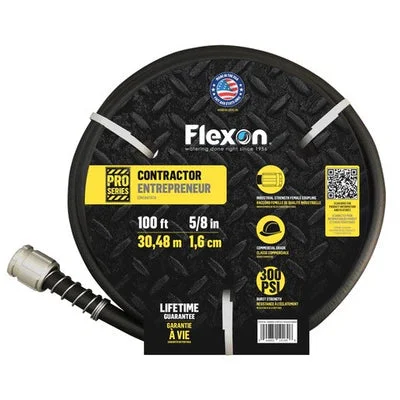 Flexon Pro Series 5/8" x 100' Black Heavy-Duty Contractor Grade Hose