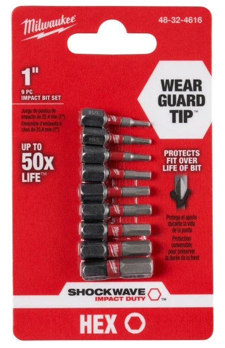 SHOCKWAVE™ 9-Piece Impact Hex Insert Bit Set