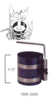 Ring Compressor. Range 2-1/8 in to 5 in . Height: 3-1/2 in .