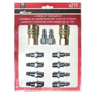 Milton 12 pc 1/4 in NPT 'M' Style Coupler Kit S210