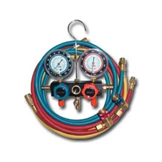 R134a Aluminum Block Manifold Gauge Set with Hoses and Quick Couplers
