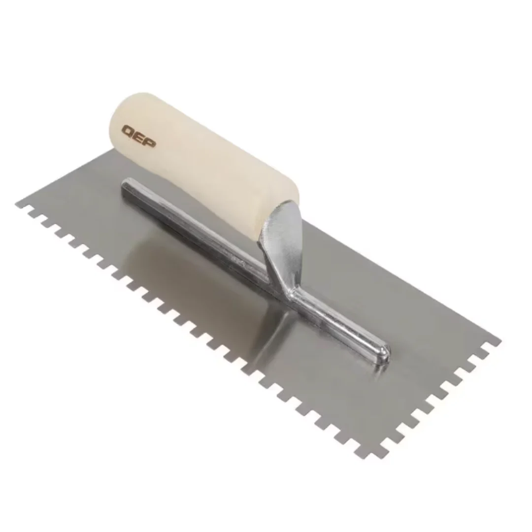 1/4" x 1/4" x 1/4" Square-Notch Wood Handle Trowels