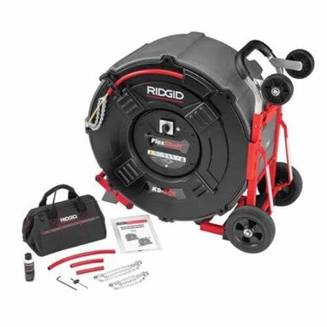 K9-306 FlexShaft Drain Cleaning Machine for 3"-6" Pipes w/ 3/8" x 125' Cable & Kit