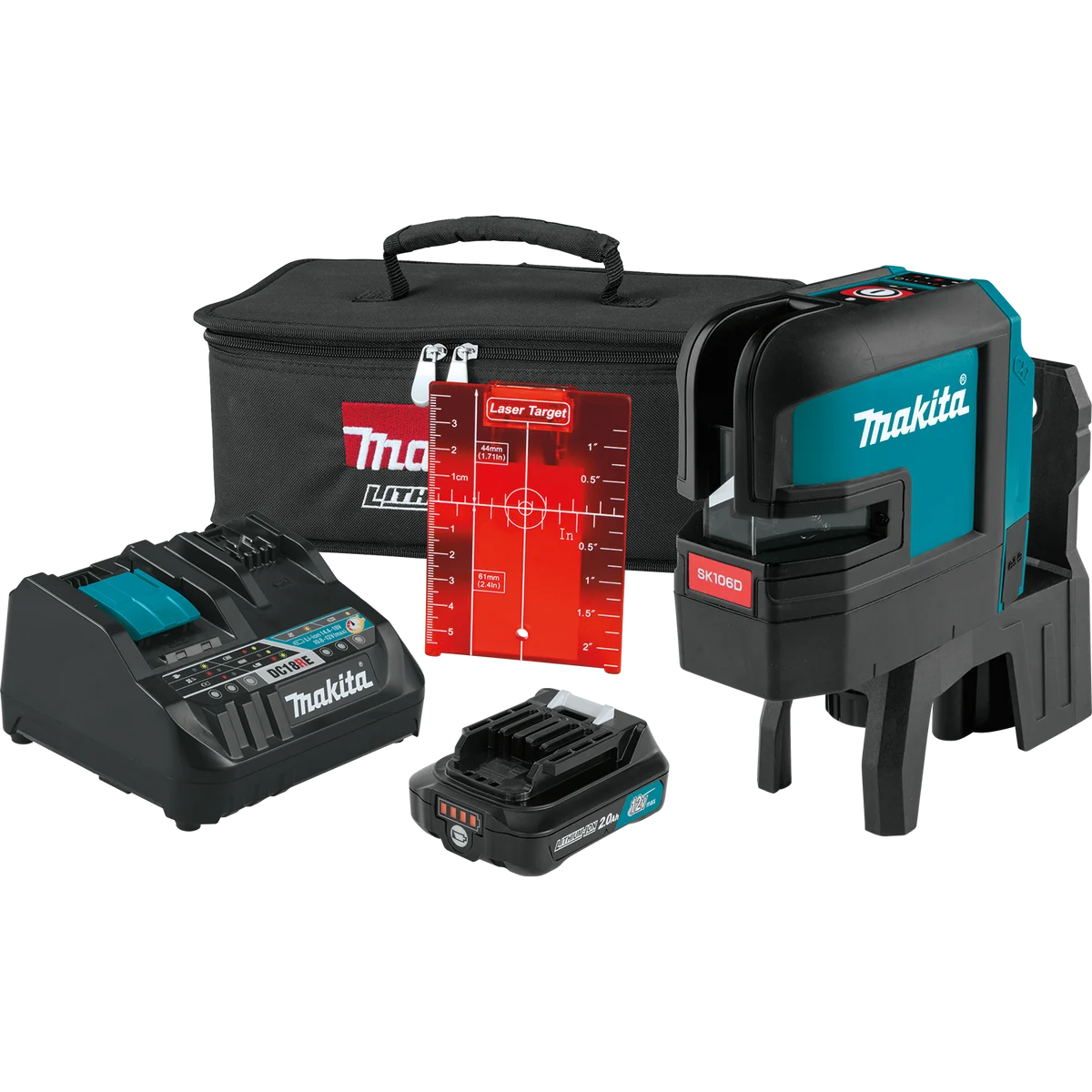 MAKITA 12V MAX CXT® Self‑Leveling Cross‑Line/4‑Point Red Beam Laser Kit