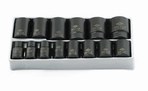 1/2 in Drive Fractional 12 Point Standard Impact Socket Set - 14 Pc.