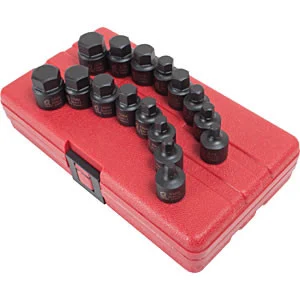 16 Pc. 3/8 Dr. Stubby SAE, MM Impact Hex Bit Set SUN3646