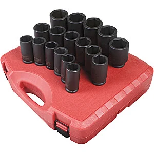 3/4 in Dr. Metric Deep Impact Socket Set, 17 pc.