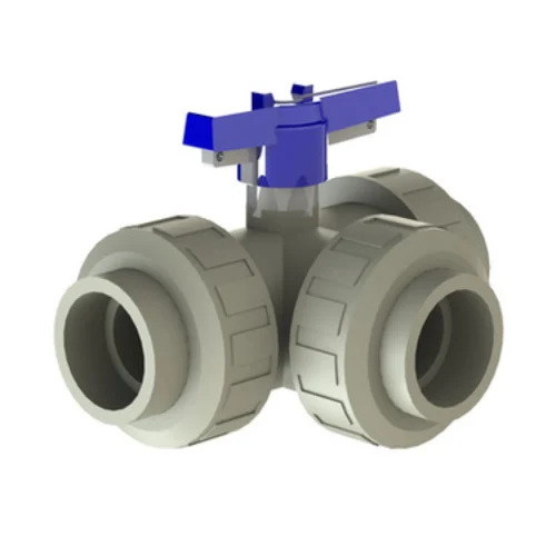 Simtech TBM 402 3 012-L TBM Series, 1-1/4" PP/FPM 3 - Way Ball Valve