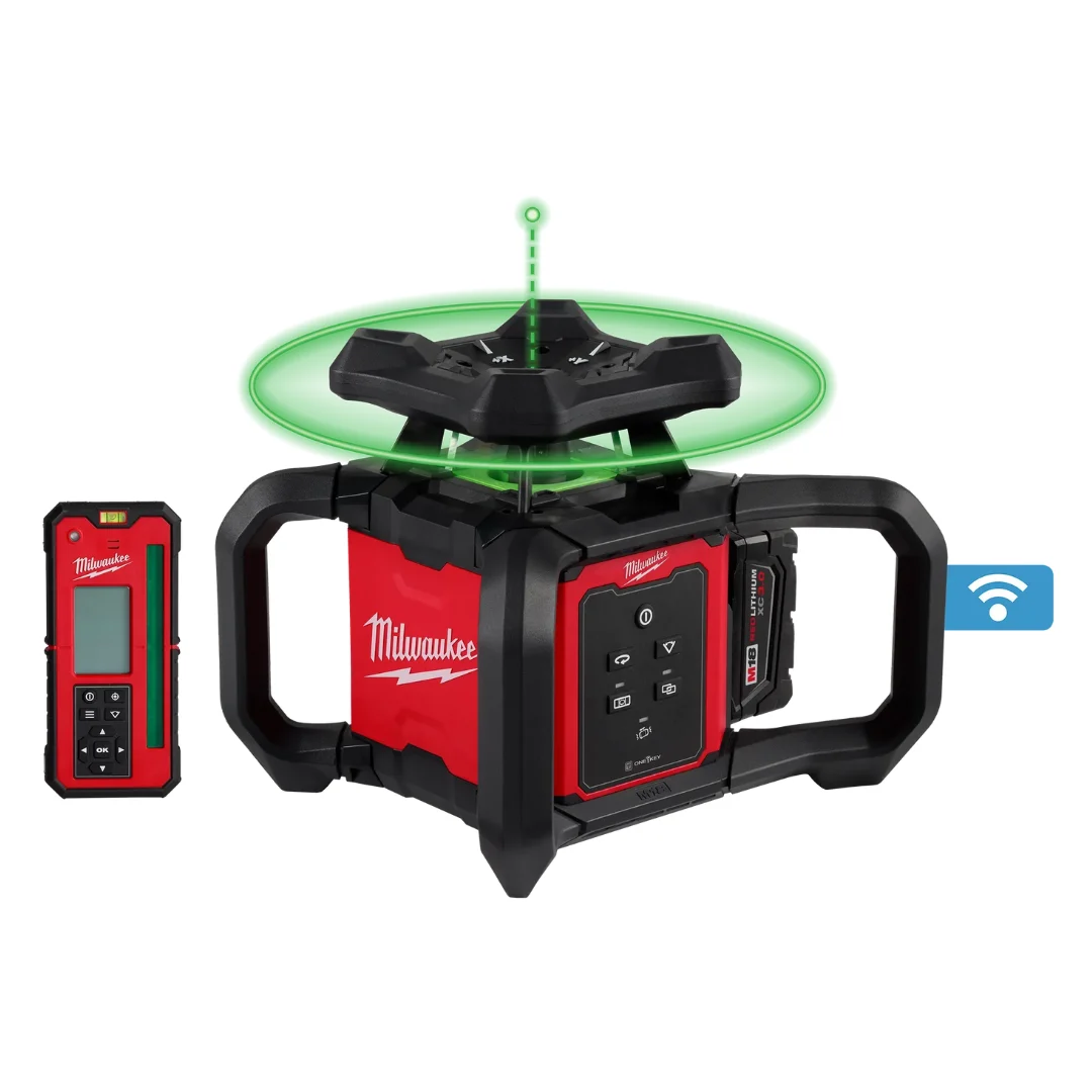 M18 Green Interior Rotary Laser Level Kit w/ Remote/Receiver & Wall Mount Bracket