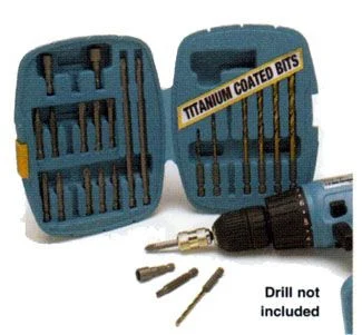 25 PC Quik Change Drill and Bit Set with Titanium Coating