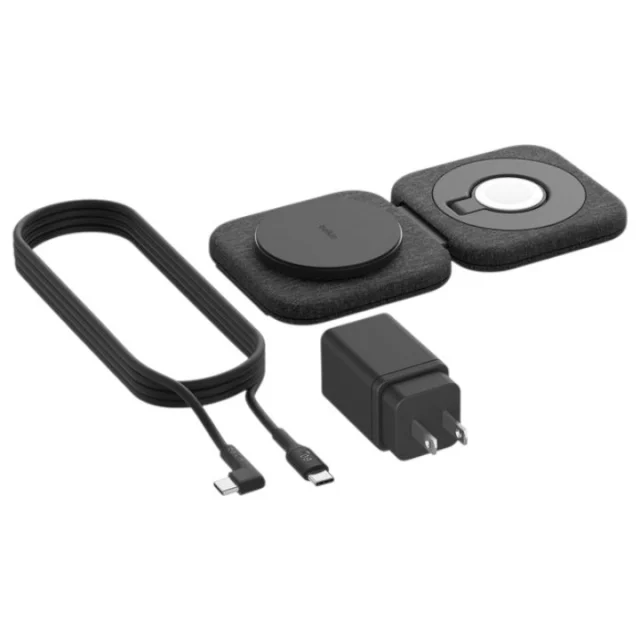 Belkin WIZ026TTBK 2-in-1 Magnetic Charging Travel Pad with Qi2 15W