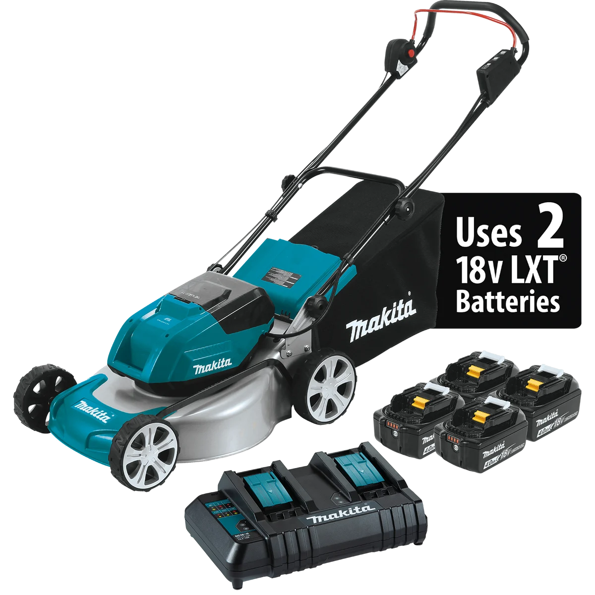 MAKITA 36V (18V X2) LXT® 18" Lawn Mower Kit w/ 4 Batteries
