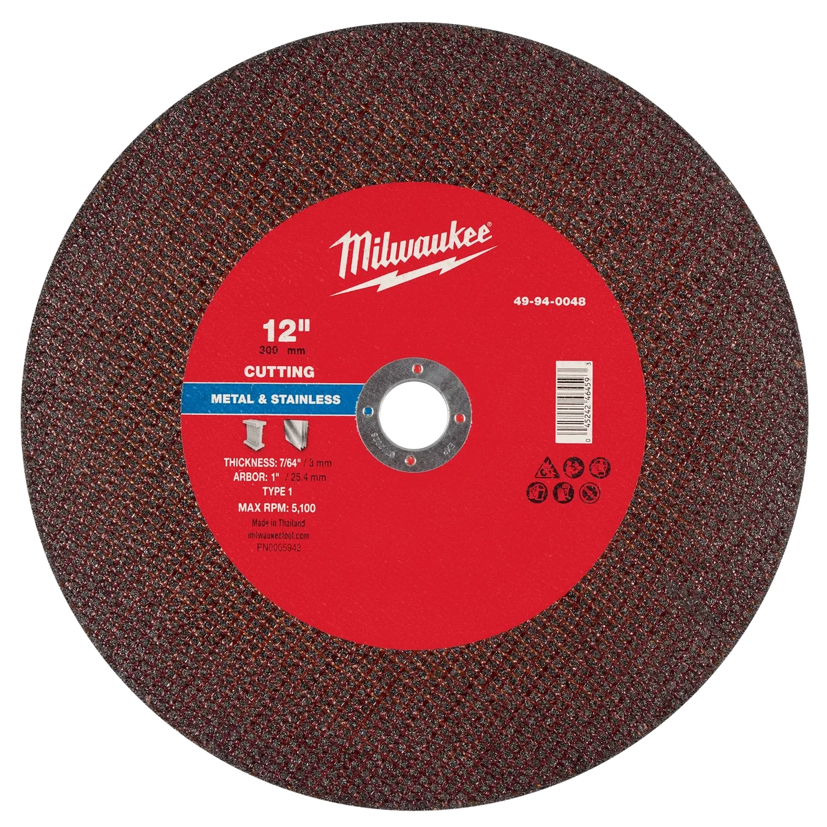 12" x 7/64" x 1" Metal Cut Off Wheel -Type 1
