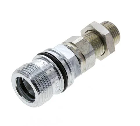 Steel DN 10 Hydraulic Coupling Socket 10 mm S Compression Ring Bulkhead ISO 14541/8434-1 D M28 x 2