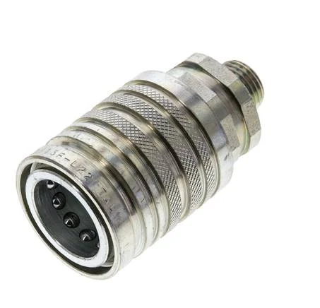 Steel DN 12.5 Hydraulic Coupling Socket 10 mm L Compression Ring ISO 7241-1 A/8434-1 D 20.5mm