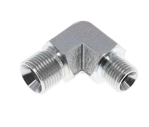 90deg Angled Reducing Fitting G3/8'' x G1/2'' High Pressure Steel 60° Cone 325bar (4566.25psi) Hydraulic