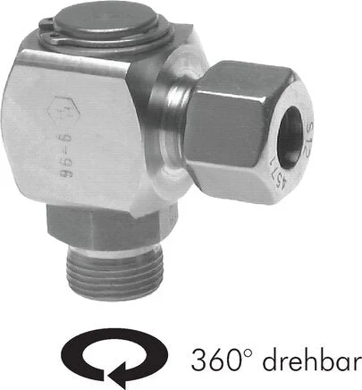 6S & M12x1.5 Stainless Steel Swivel Joint Cutting Fitting with Male Threads DN 5400 bar FKM Rotatable ISO 8434-1