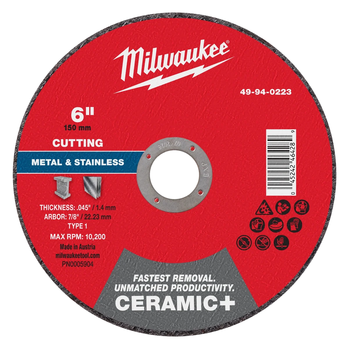 6" x .045" x 7/8" Ceramic+ Metal Cut Off Wheel -Type 1