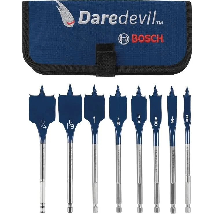 Bosch DSB5008P 8-Piece Daredevil Standard Spade Bit Set with Pouch