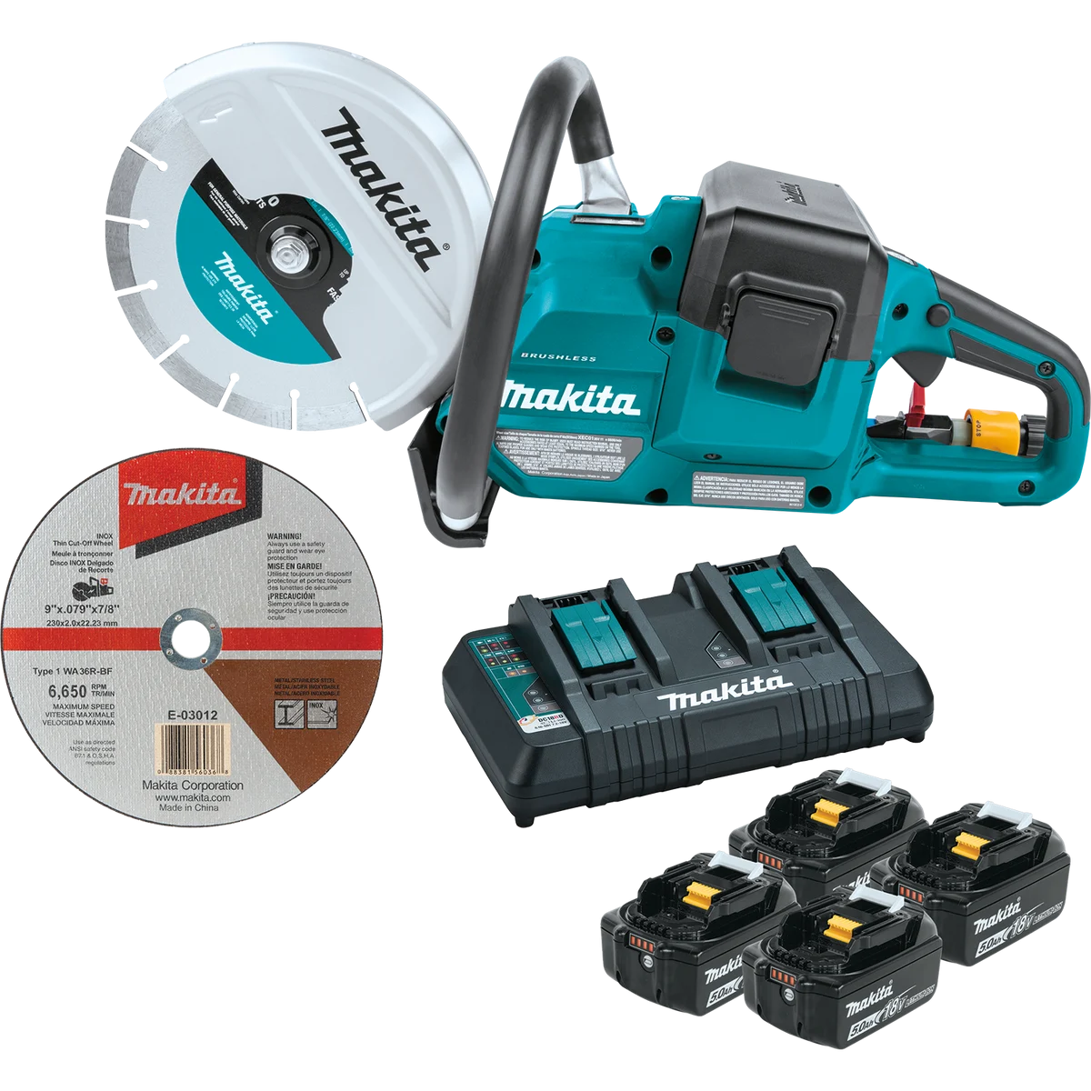 36V (18V X2) LXT® Brushless 9" Power Cutter Kit, with AFT®, Electric Brake, 4 Batteries (5.0 Ah)
