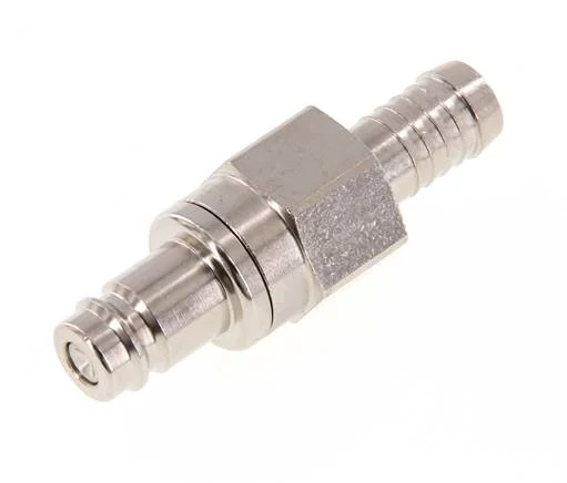 Nickel-plated Brass DN 10 Air Coupling Plug 10 mm Hose Pillar Double Shut-Off