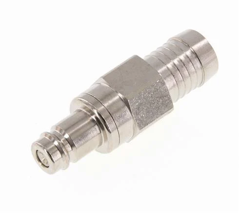 Nickel-plated Brass DN 10 Air Coupling Plug 19 mm Hose Pillar Double Shut-Off