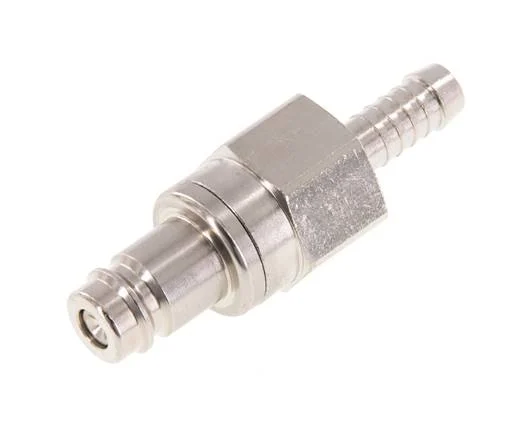 Nickel-plated Brass DN 10 Air Coupling Plug 9 mm Hose Pillar Double Shut-Off