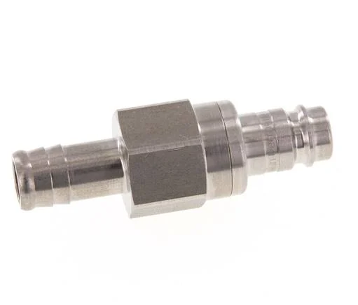 Stainless steel DN 10 Air Coupling Plug 13 mm Hose Pillar Double Shut-Off