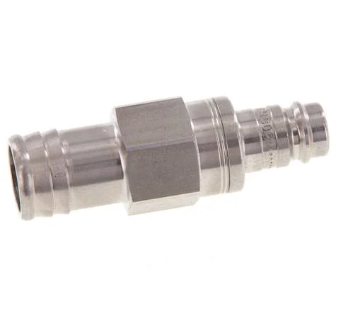 Stainless steel DN 10 Air Coupling Plug 19 mm Hose Pillar Double Shut-Off