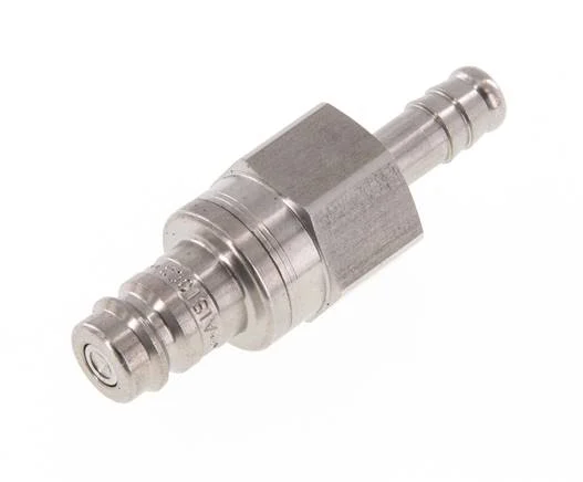 Stainless steel DN 10 Air Coupling Plug 9 mm Hose Pillar Double Shut-Off