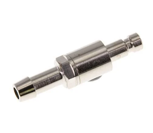 Nickel-plated Brass DN 2.7 (Micro) Air Coupling Plug 5 mm Hose Pillar Double Shut-Off