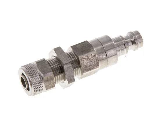 Stainless steel DN 5 Air Coupling Plug 6x8 mm Union Nut Bulkhead Double Shut-Off