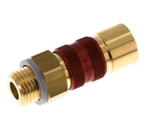 Brass DN 5 Red-Coded Air Coupling Socket G 1/4 inch Male