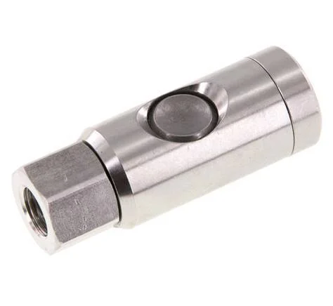 Stainless Steel 316L DN 7.4 Safety Air Coupling Socket With Push Button G 1/4 inch Female