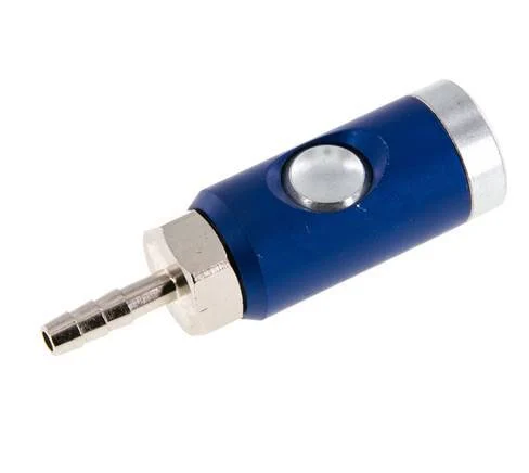 Hardened steel DN 7.4 Safety Air Coupling Socket with Push Button 6 mm Hose Pillar