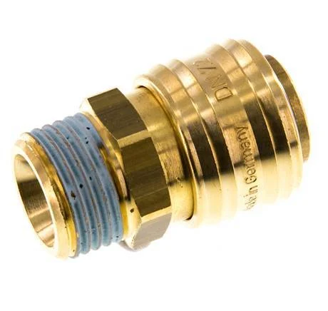 Brass DN 7.2 (Euro) Air Coupling Socket G 1/2 inch Male Double Shut-Off