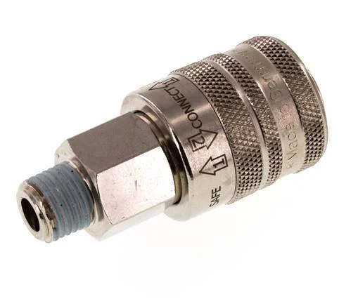 Nickel-plated Brass DN 7.8 Safety Air Coupling Socket R 1/4 inch Male