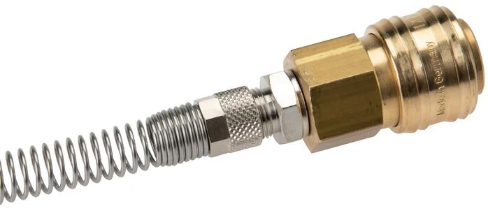 Nickel-plated Brass DN 7.2 (Euro) Air Coupling Socket 4x6 mm Union Nut Bend-Protect Rotatable